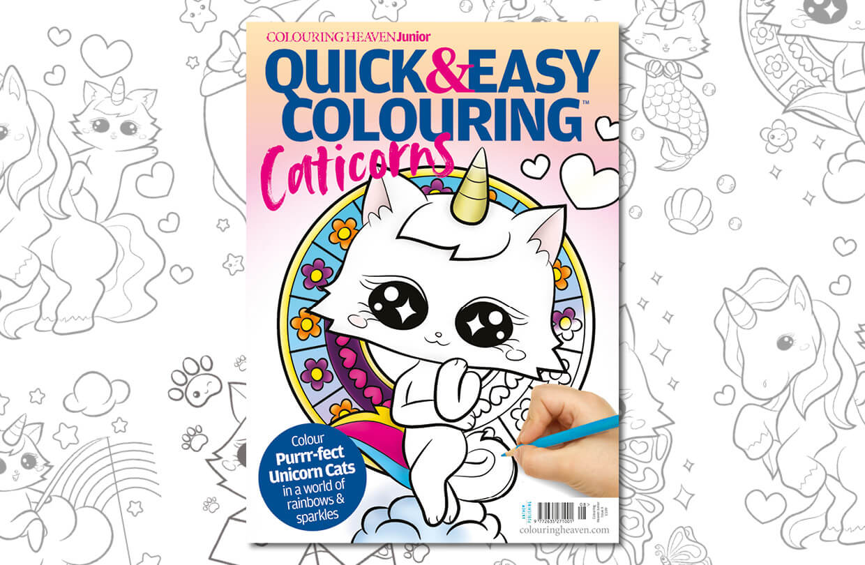 Our Caticorns Coloring Book Featured in Colouring Heaven Junior Magazine