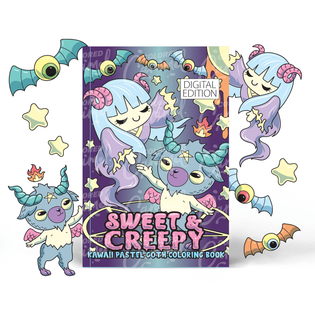 Sweet & Creepy: Kawaii Pastel Goth Coloring Book