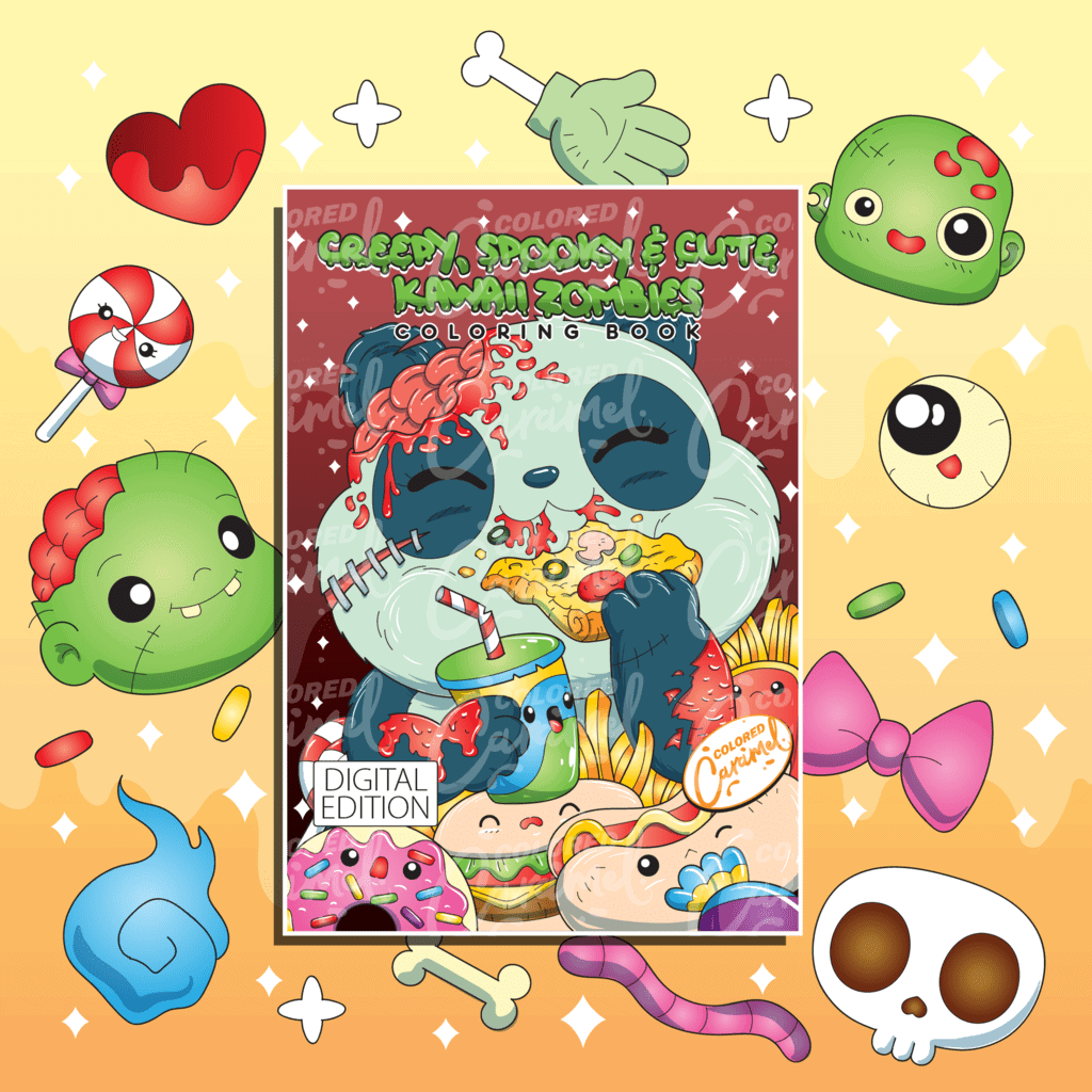 Creepy, Spooky & Cute Kawaii Zombies Coloring Book