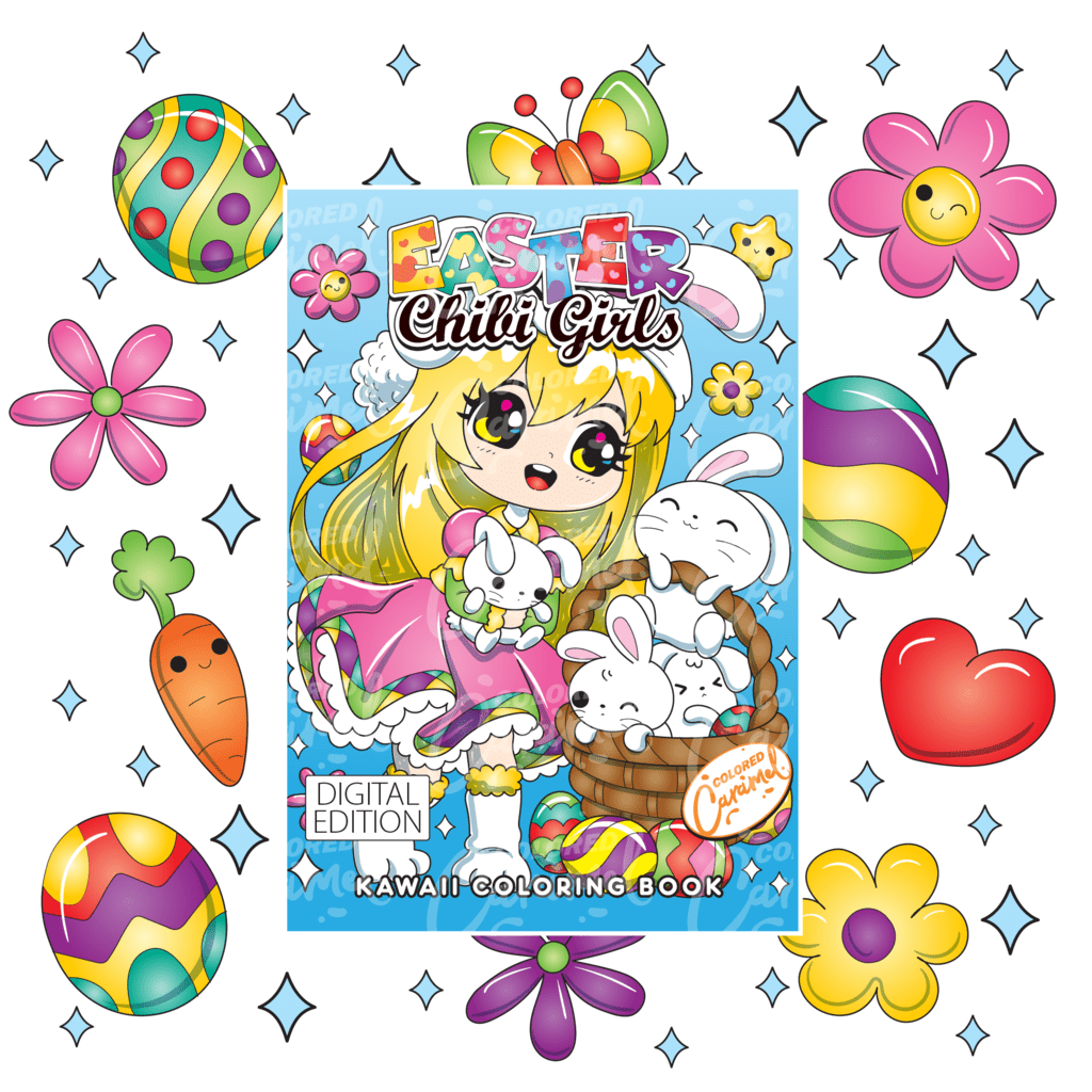 Chibi Easter Girls Kawaii Coloring Book