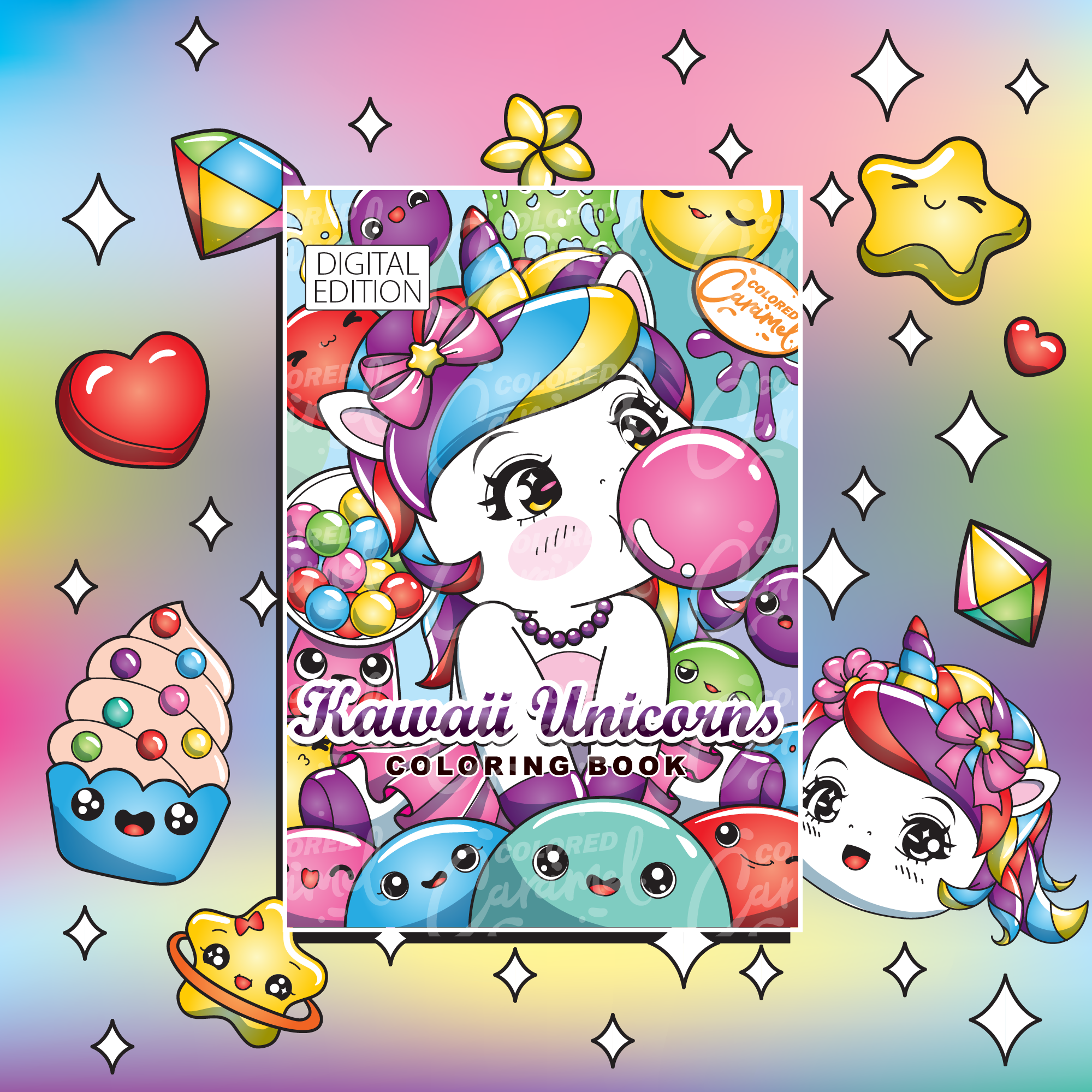 Kawaii Unicorns Coloring Book