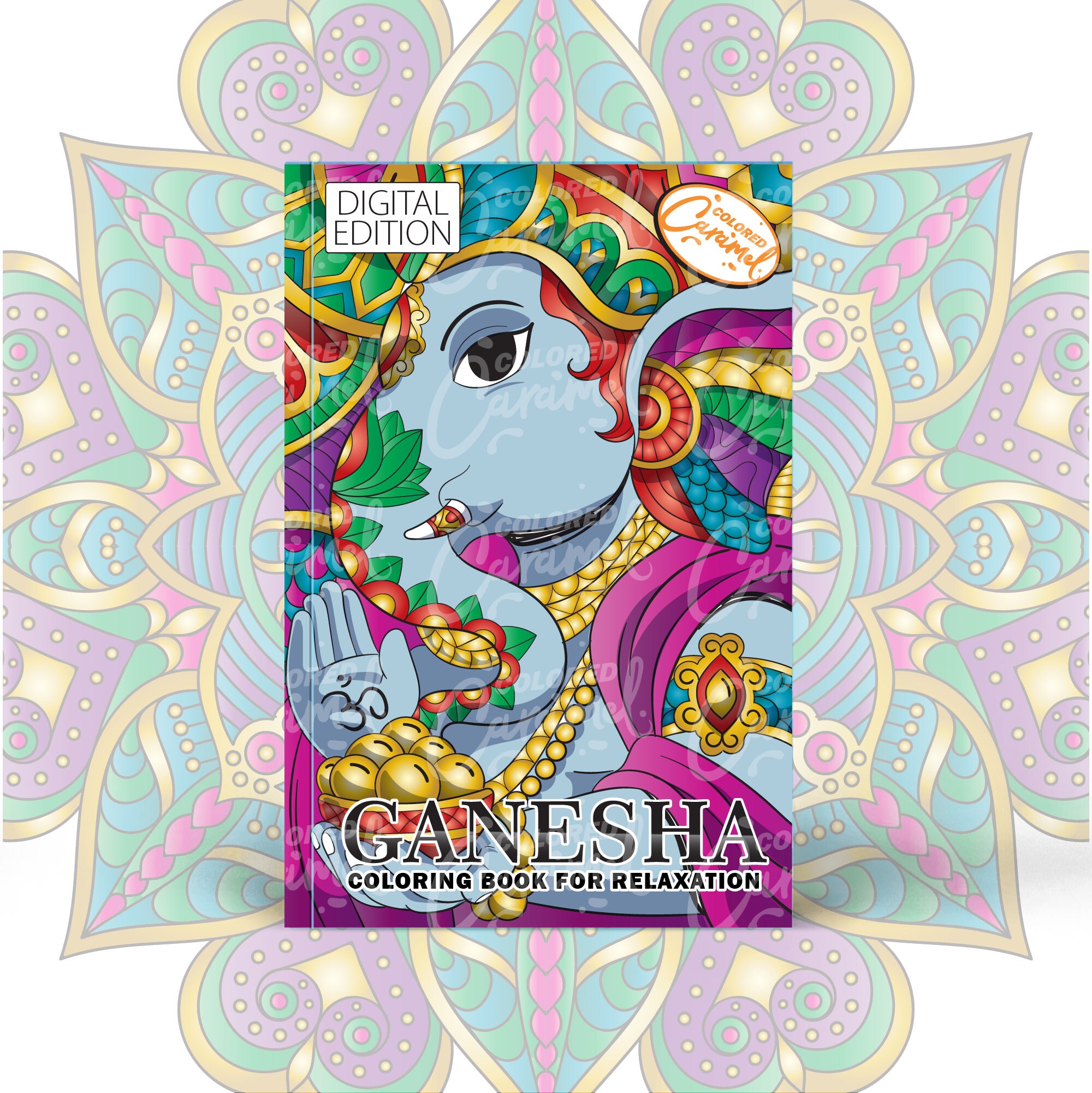 Ganesha Elephant Mandalas Coloring Book, Printable Digital PDF Instant Download, Relaxing Colorable Pages of Beautiful Patterns and Flowers