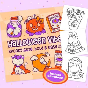 Halloween Vibes: Spooky Cute, Bold & Easy Coloring Book