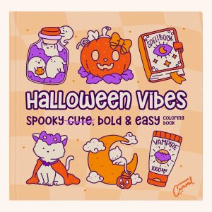 Halloween Vibes: Spooky-süßes Bold & Easy Malbuch, Malbuch Cover