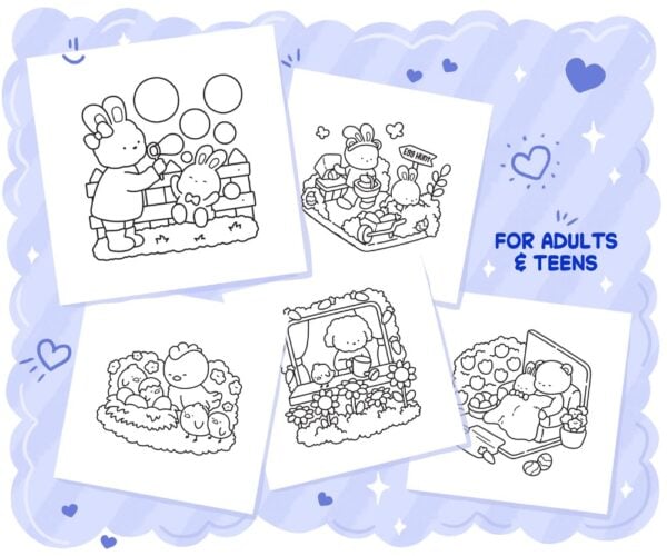 Hoppy Corner: Cozy & Cute Easter Coloring Book, coloring page preview 3
