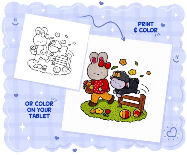 Hoppy Corner: Cozy & Cute Easter Coloring Book, coloring page preview 5
