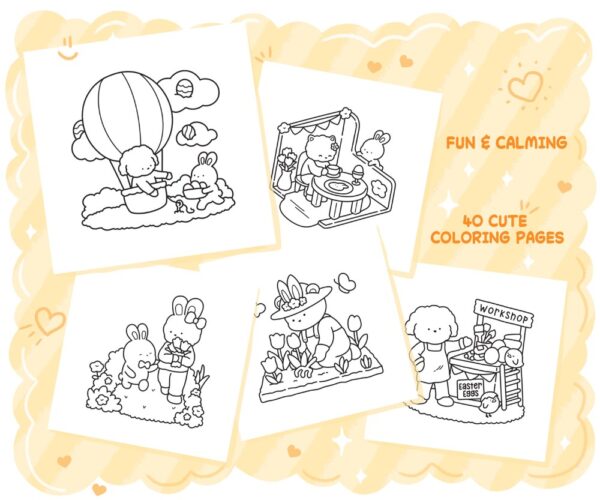 Hoppy Corner: Cozy & Cute Easter Coloring Book, coloring page preview 2