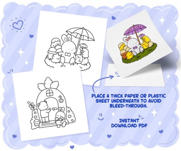Hoppy Corner: Cozy & Cute Easter Coloring Book, coloring page preview 1