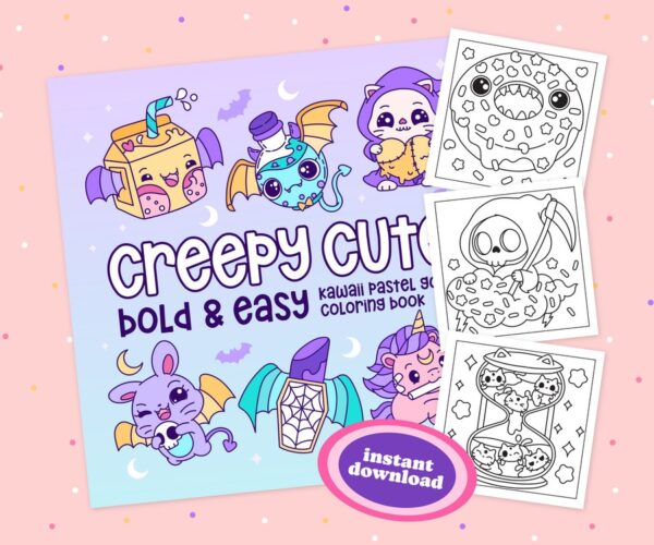Creepy Cute: Bold & Easy Kawaii Pastel Goth Coloring Book