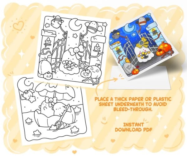Cute Spookies Cozy Halloween Coloring Book - Image 2
