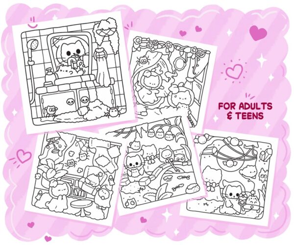 Spooky Cats: Cute & Cozy Coloring Book - Image 4