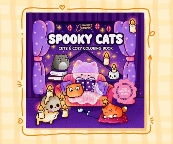 Spooky Cats: Cute & Cozy Coloring Book