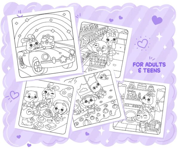 Cute World: Coloring Book for Stress-Free Moments, coloring page preview 3