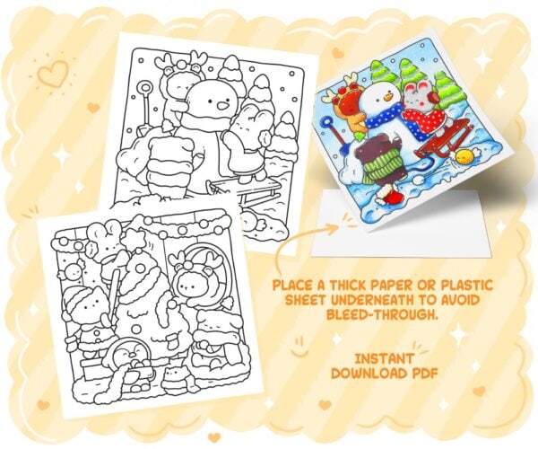 Festive Days Cozy Christmas Coloring Book: Comfy Relaxation for Adults and Teens, coloring page preview 1