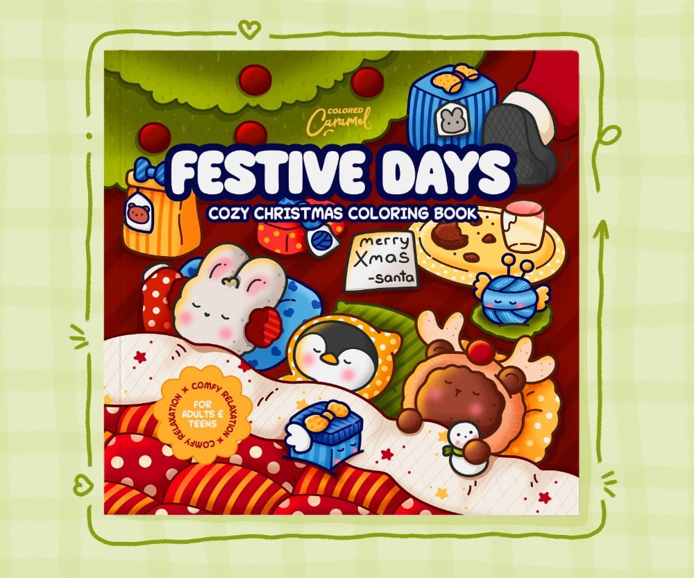 Festive Days Cozy Christmas Coloring Book: Comfy Relaxation for Adults and Teens