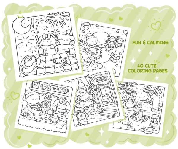 Festive Days Cozy Christmas Coloring Book: Comfy Relaxation for Adults and Teens, coloring page preview 2
