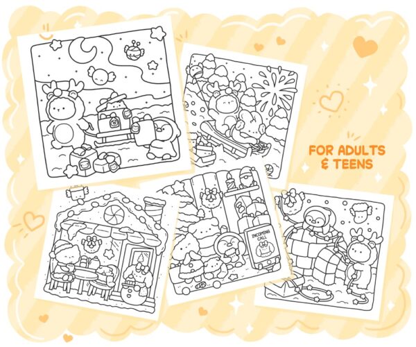 Festive Days Cozy Christmas Coloring Book: Comfy Relaxation for Adults and Teens, coloring page preview 3
