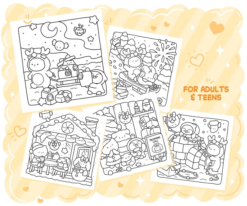 Festive Days Cozy Christmas Coloring Book: Comfy Relaxation for Adults and Teens - Image 4