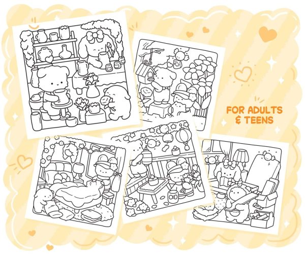 DIY Comfy Home Cute & Cozy Coloring Book: Home-Making Relaxation for Adults and Teens, coloring page preview 3