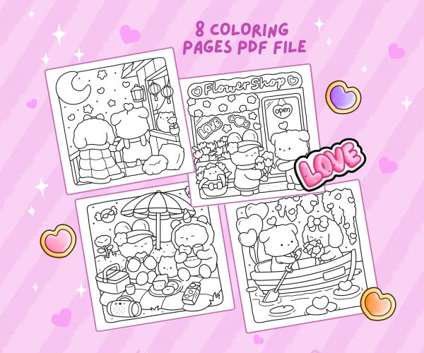 Valentine's Day Coloring Pages Cozy Love with Adorable Hand-Drawn Comfy Illustrations, coloring page preview 1